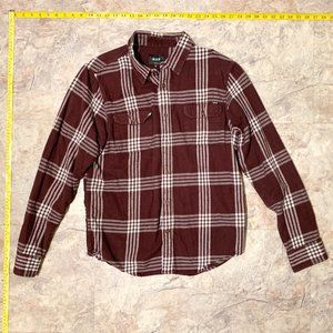HUF Burgandy Plaid Flannel Shirt - Very Soft - Size Medium